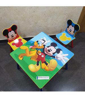 Mesa y sillas Mickey, madera. 527MKS 17772-17785